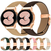 For Samsung Galaxy Watch 7 40 / 44mm Lychee Texture Rose Gold Turtle Back Buckle Leather Watch Band(Pink)
