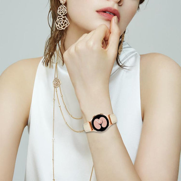 For Samsung Galaxy Watch 7 40 / 44mm Lychee Texture Rose Gold Turtle Back Buckle Leather Watch Band(Green)