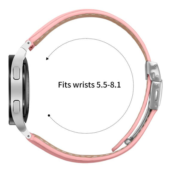 For Samsung Galaxy Watch 7 40 / 44mm Lychee Texture Silver Turtle Back Buckle Leather Watch Band(Pink)