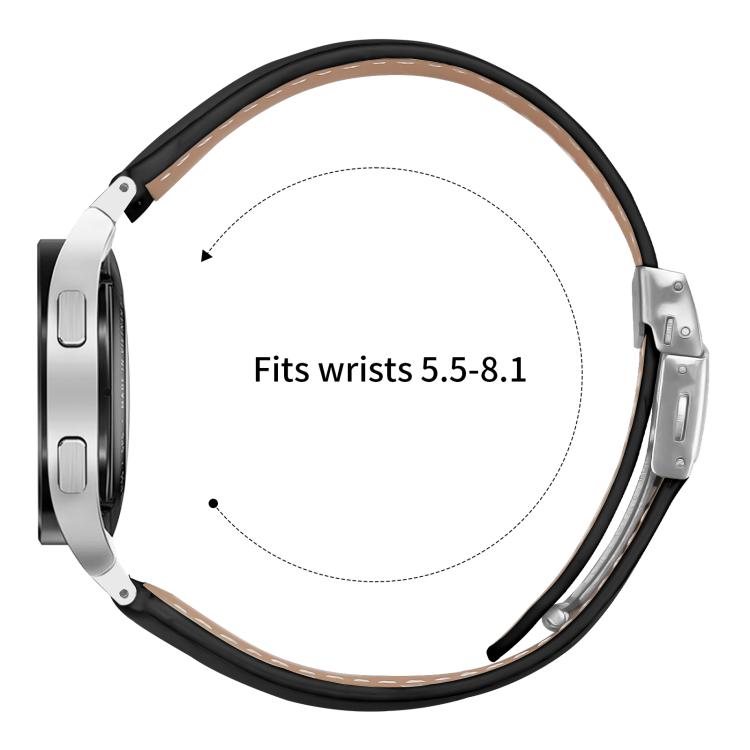 For Samsung Galaxy Watch 7 40 / 44mm Lychee Texture Silver Turtle Back Buckle Leather Watch Band(Black)