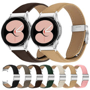 For Samsung Galaxy Watch 7 40 / 44mm Lychee Texture Silver Turtle Back Buckle Leather Watch Band(Black)