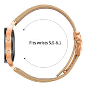 For Samsung Galaxy Watch 7 40 / 44mm Quick Release Lychee Texture Rose Gold Turtle Back Buckle Leather Watch Band(Camel)