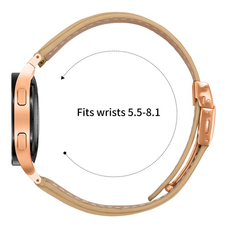 For Samsung Galaxy Watch 7 40 / 44mm Quick Release Lychee Texture Rose Gold Turtle Back Buckle Leather Watch Band(Camel)