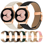 For Samsung Galaxy Watch 7 40 / 44mm Quick Release Lychee Texture Rose Gold Turtle Back Buckle Leather Watch Band(Camel)