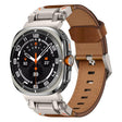 For Samsung Galaxy Watch Ultra 47mm / Ultra 2025 Explorer Stainless Steel Head Leather Watch Band(Titanium Crazy Horse) - free shipping - PMC TechLife - Order now!