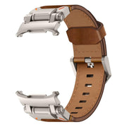 For Samsung Galaxy Watch Ultra 47mm / Ultra 2025 Explorer Stainless Steel Head Leather Watch Band(Titanium Crazy Horse)