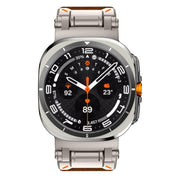 For Samsung Galaxy Watch Ultra 47mm / Ultra 2025 Explorer Stainless Steel Head Leather Watch Band(Titanium Crazy Horse)