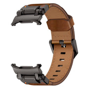 For Samsung Galaxy Watch Ultra 47mm / Ultra 2025 Explorer Stainless Steel Head Leather Watch Band(Black Crazy Horse)