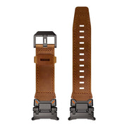 For Samsung Galaxy Watch Ultra 47mm / Ultra 2025 Explorer Stainless Steel Head Leather Watch Band(Black Crazy Horse)