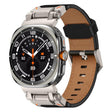 For Samsung Galaxy Watch Ultra 47mm Explorer Stainless Steel Head Leather Watch Band(Titanium Black) - Watch Bands by PMC TechLife | Online Shopping South Africa | PMC TechLife | Buy Now Pay Later Mobicred