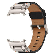 For Samsung Galaxy Watch Ultra 47mm Explorer Stainless Steel Head Leather Watch Band(Titanium Black)