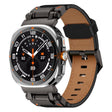For Samsung Galaxy Watch Ultra 47mm Explorer Stainless Steel Head Leather Watch Band(Black) - Watch Bands by PMC TechLife | Online Shopping South Africa | PMC TechLife | Buy Now Pay Later Mobicred