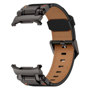 For Samsung Galaxy Watch Ultra 47mm Explorer Stainless Steel Head Leather Watch Band(Black)