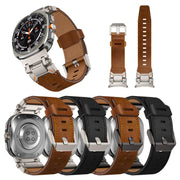 For Samsung Galaxy Watch Ultra 47mm / Ultra 2025 Explorer Stainless Steel Head Leather Watch Band(Titanium Crazy Horse)