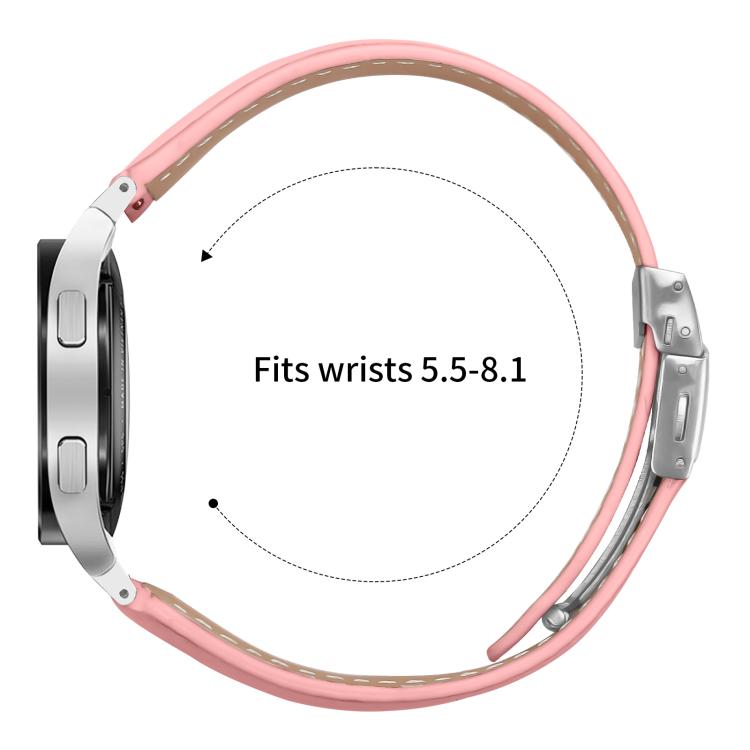 For Samsung Galaxy Watch 7 40 / 44mm Quick Release Lychee Texture Silver Turtle Back Buckle Leather Watch Band(Pink)