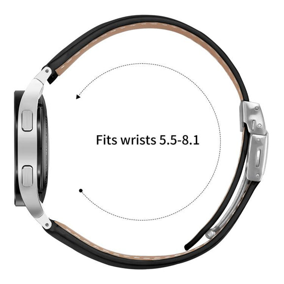 For Samsung Galaxy Watch 7 40 / 44mm Quick Release Lychee Texture Silver Turtle Back Buckle Leather Watch Band(Black)