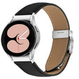 For Samsung Galaxy Watch 7 40 / 44mm Quick Release Lychee Texture Silver Turtle Back Buckle Leather Watch Band(Black) - free shipping - PMC TechLife - Order now!