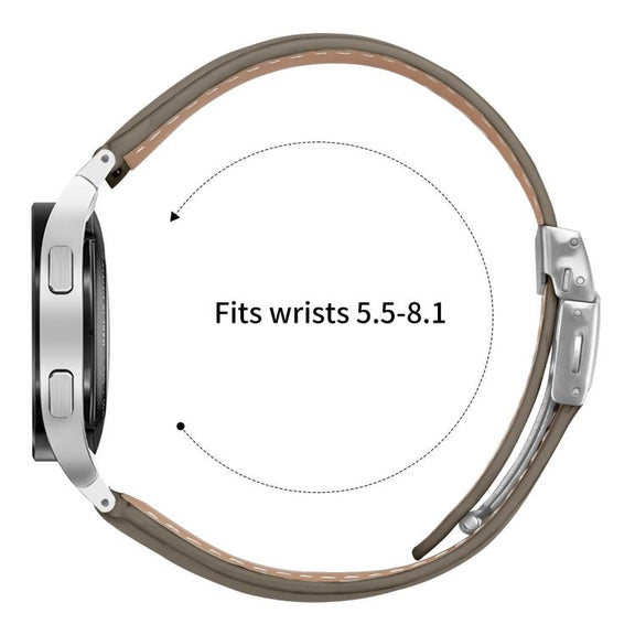 For Samsung Galaxy Watch 7 40 / 44mm Quick Release Lychee Texture Silver Turtle Back Buckle Leather Watch Band(Gray)
