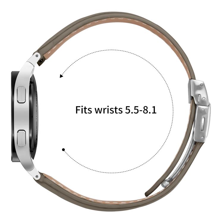 For Samsung Galaxy Watch 7 40 / 44mm Quick Release Lychee Texture Silver Turtle Back Buckle Leather Watch Band(Gray)