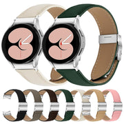 For Samsung Galaxy Watch 7 40 / 44mm Quick Release Lychee Texture Silver Turtle Back Buckle Leather Watch Band(Gray)