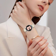For Samsung Galaxy Watch 7 40 / 44mm Quick Release Lychee Texture Silver Turtle Back Buckle Leather Watch Band(Camel)
