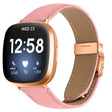 For Fitbit Versa 3 / 4 Lychee Texture Rose Gold Turtle Back Buckle Leather Watch Band(Pink) - free shipping - PMC TechLife - Order now!