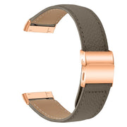 For Fitbit Versa 3 / 4 Lychee Texture Rose Gold Turtle Back Buckle Leather Watch Band(Gray)