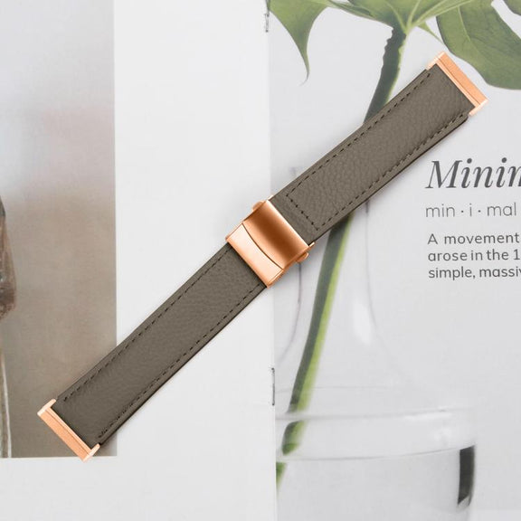 For Fitbit Versa 3 / 4 Lychee Texture Rose Gold Turtle Back Buckle Leather Watch Band(Gray)