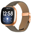For Fitbit Versa 3 / 4 Lychee Texture Rose Gold Turtle Back Buckle Leather Watch Band(Gray) - free shipping - PMC TechLife - Order now!