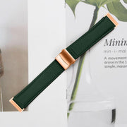 For Fitbit Versa 3 / 4 Lychee Texture Rose Gold Turtle Back Buckle Leather Watch Band(Green)