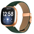 For Fitbit Versa 3 / 4 Lychee Texture Rose Gold Turtle Back Buckle Leather Watch Band(Green) - free shipping - PMC TechLife - Order now!