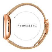 For Fitbit Versa 3 / 4 Lychee Texture Rose Gold Turtle Back Buckle Leather Watch Band(Camel)