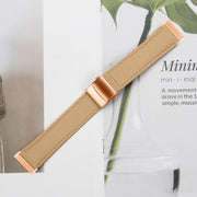 For Fitbit Versa 3 / 4 Lychee Texture Rose Gold Turtle Back Buckle Leather Watch Band(Camel)