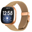 For Fitbit Versa 3 / 4 Lychee Texture Rose Gold Turtle Back Buckle Leather Watch Band(Camel) - free shipping - PMC TechLife - Order now!