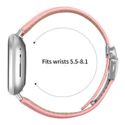 For Fitbit Versa 3 / 4 Lychee Texture Silver Turtle Back Buckle Leather Watch Band(Pink)