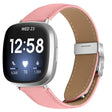 For Fitbit Versa 3 / 4 Lychee Texture Silver Turtle Back Buckle Leather Watch Band(Pink) - free shipping - PMC TechLife - Order now!