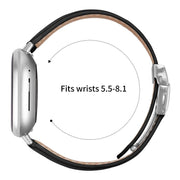 For Fitbit Versa 3 / 4 Lychee Texture Silver Turtle Back Buckle Leather Watch Band(Black)