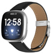 For Fitbit Versa 3 / 4 Lychee Texture Silver Turtle Back Buckle Leather Watch Band(Black) - free shipping - PMC TechLife - Order now!