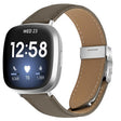 For Fitbit Versa 3 / 4 Lychee Texture Silver Turtle Back Buckle Leather Watch Band(Gray) - free shipping - PMC TechLife - Order now!