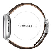For Fitbit Versa 3 / 4 Lychee Texture Silver Turtle Back Buckle Leather Watch Band(Coffee Color)