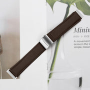 For Fitbit Versa 3 / 4 Lychee Texture Silver Turtle Back Buckle Leather Watch Band(Coffee Color)