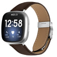 For Fitbit Versa 3 / 4 Lychee Texture Silver Turtle Back Buckle Leather Watch Band(Coffee Color) - free shipping - PMC TechLife - Order now!
