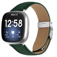 For Fitbit Versa 3 / 4 Lychee Texture Silver Turtle Back Buckle Leather Watch Band(Green) - free shipping - PMC TechLife - Order now!
