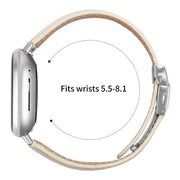 For Fitbit Versa 3 / 4 Lychee Texture Silver Turtle Back Buckle Leather Watch Band(Creamy White)