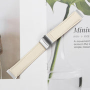 For Fitbit Versa 3 / 4 Lychee Texture Silver Turtle Back Buckle Leather Watch Band(Creamy White)