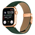 For Apple Watch 46mm / 49mm / 45mm / 44mm Lychee Texture Rose Gold Turtle Back Buckle Leather Watch Band(Green) - free shipping - PMC TechLife - Order now!