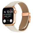 For Apple Watch 46mm / 49mm / 45mm / 44mm Lychee Texture Rose Gold Turtle Back Buckle Leather Watch Band(Creamy White) - free shipping - PMC TechLife - Order now!