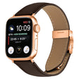 For Apple Watch 42mm / 41mm / 40mm / 38mm Lychee Texture Rose Gold Turtle Back Buckle Leather Watch Band(Coffee Color) - free shipping - PMC TechLife - Order now!