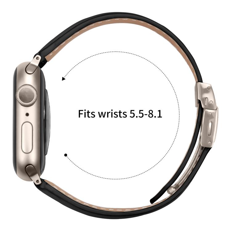 For Apple Watch 42mm / 41mm / 40mm / 38mm Lychee Texture Starlight Turtle Back Buckle Leather Watch Band(Black)