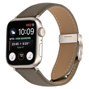 For Apple Watch 42mm / 41mm / 40mm / 38mm Lychee Texture Starlight Turtle Back Buckle Leather Watch Band(Gray)